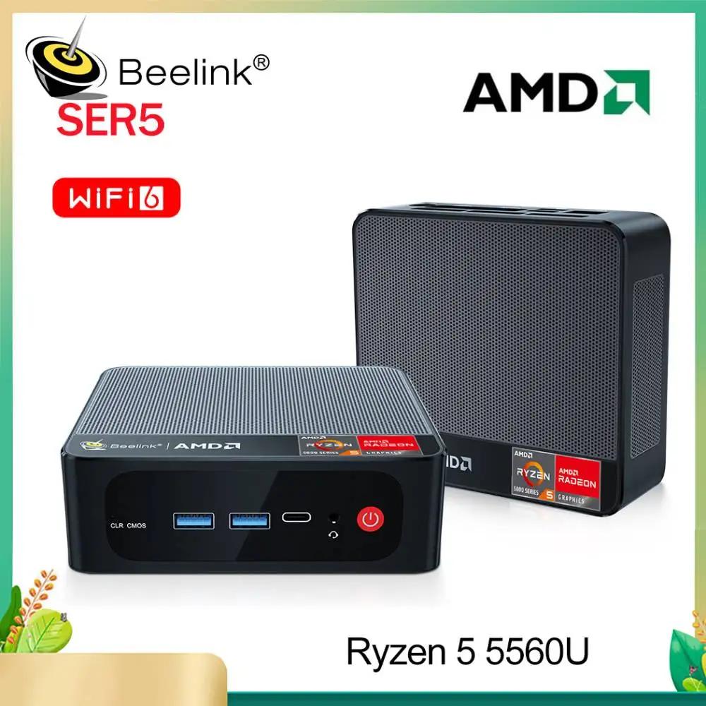 Beelink Ryzen 5 5560U ̴ PC, SER5, DDR4, 16GB RAM, 500GB, 1TB SSD, 4K, 60Hz Ʈ ÷, WiFi6, BT5.2, 1000M ũž ǻ